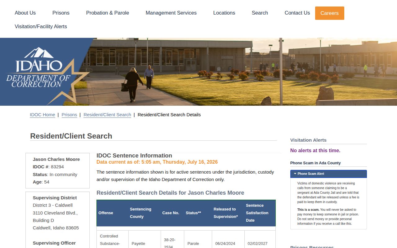 Washington County released-to-community parole status fields