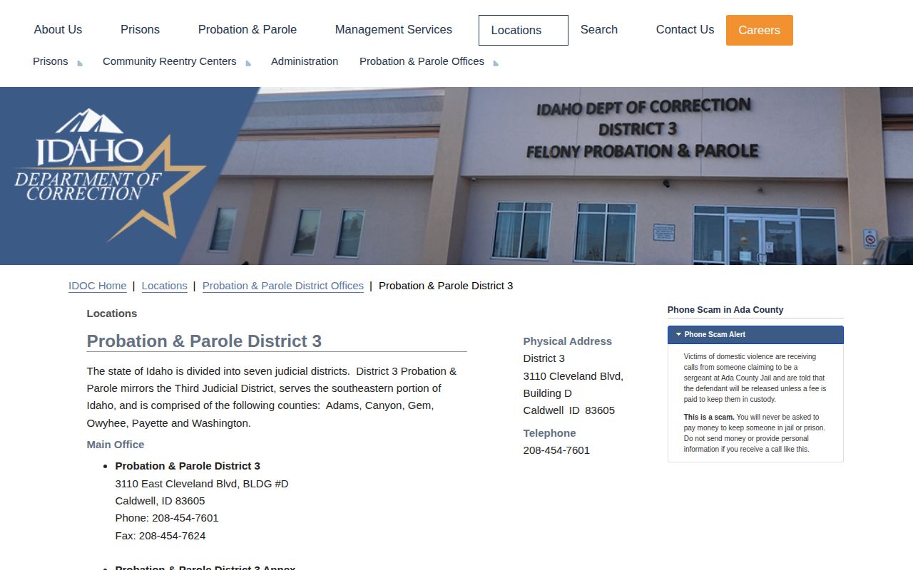 Washington County parole and probation District 3 office information