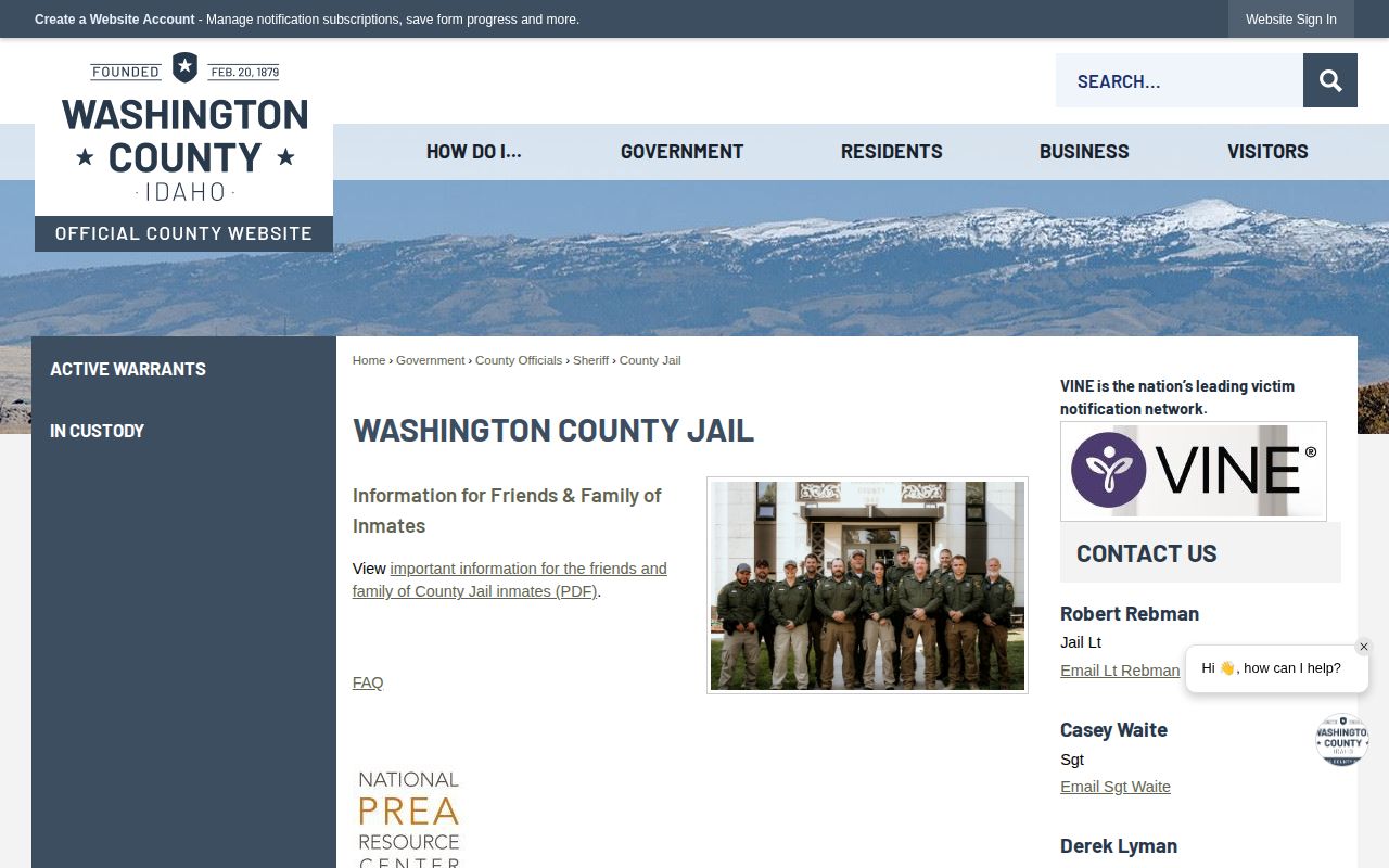 Washington County Jail release record source in Weiser Idaho